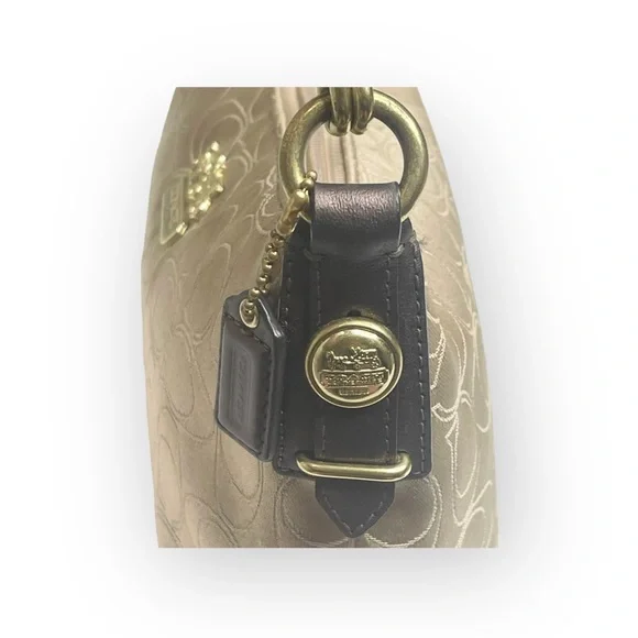 Coach ♕ Mia Lurex Signature C Top Handle Pouch Hobo Bag Handbag ♕ Light Khaki ♕ - Picture 6 of 16